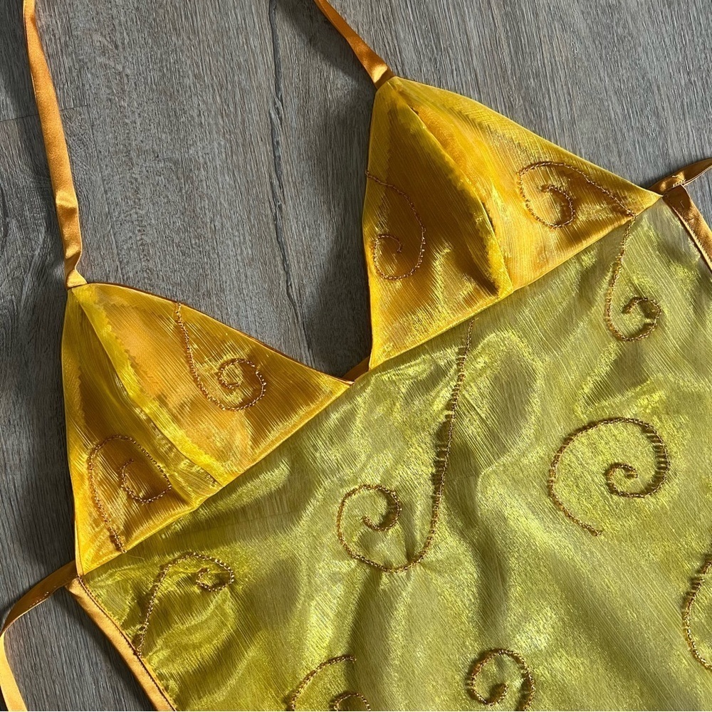 Handmade Y2K Fairycore Goddess Embellished Halter Babydoll Vest Top - Gold - XS - Picture 7 of 9